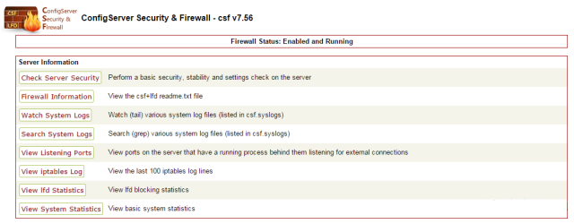 ConfigServer Security & Firewall Integrated User Interface